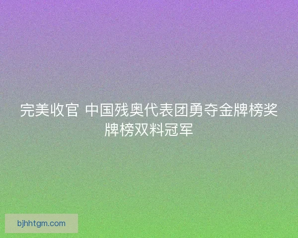完美收官 中国残奥代表团勇夺金牌榜奖牌榜双料冠军 完美收官 中国残奥代表团勇夺金牌榜奖牌榜双料冠军